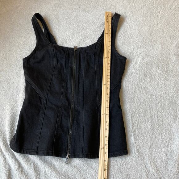 Universal Thread Y2K Black Denim Vest Top Women Size 4 Two Way Zip Coquette NWOT - Picture 9 of 9